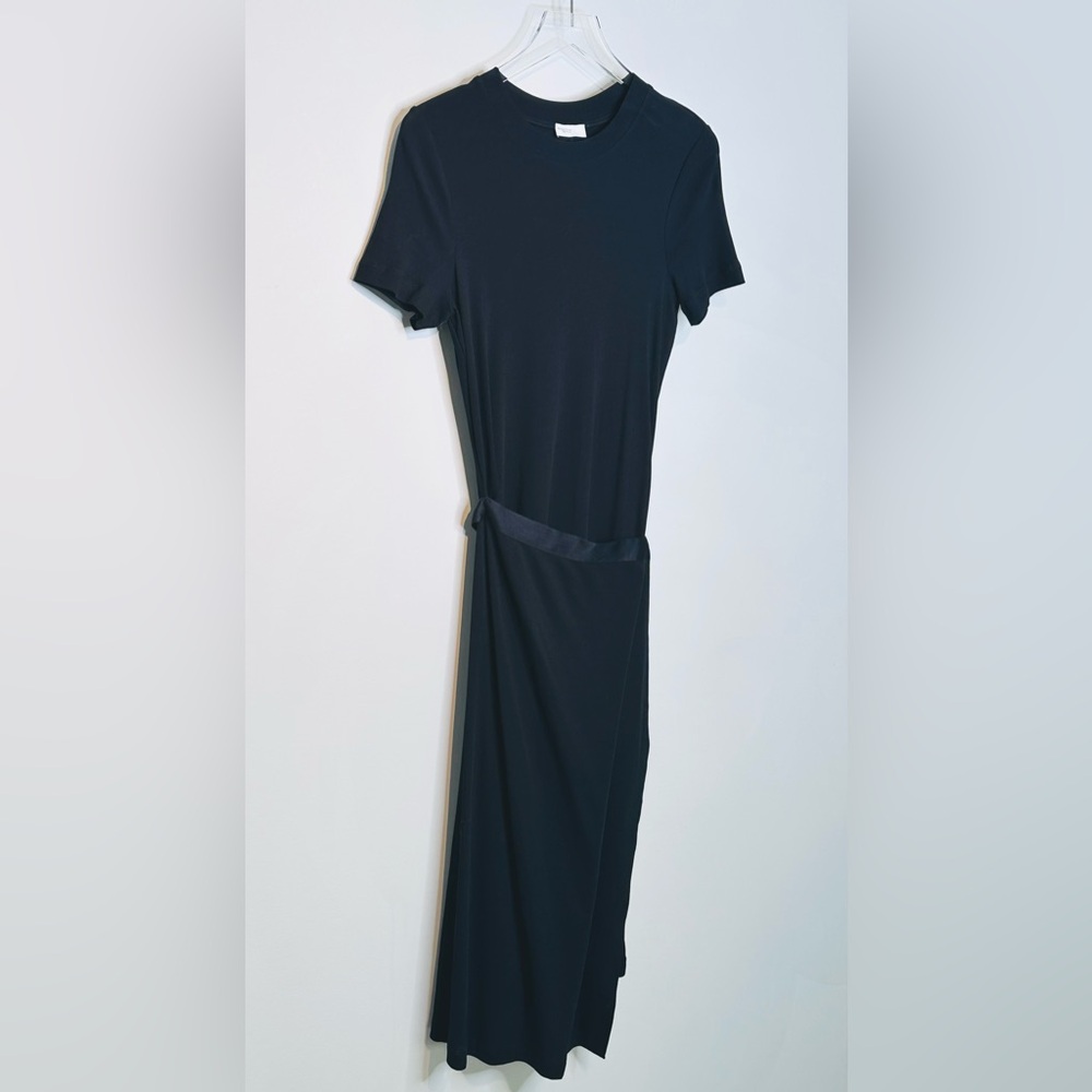 Rosetta Getty Black Midi T-Shirt Tie Waist Apron Wrap Skirt Dress NWT - Picture 5 of 15